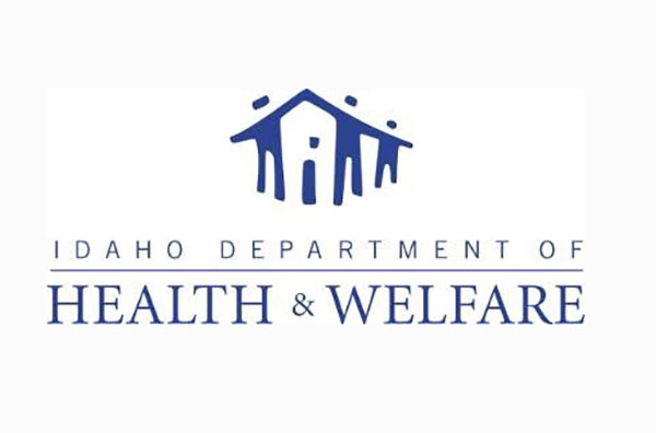 On the top is a depiction of four people outlined in blue forming a house. Below it is the logo, Idaho Department of Health & Welfare